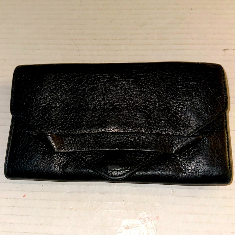 & Other Stories Black Leather Envelope Clutch Wallet